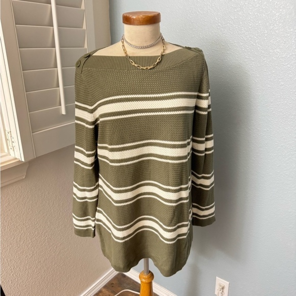Olive Green Striped Sweater